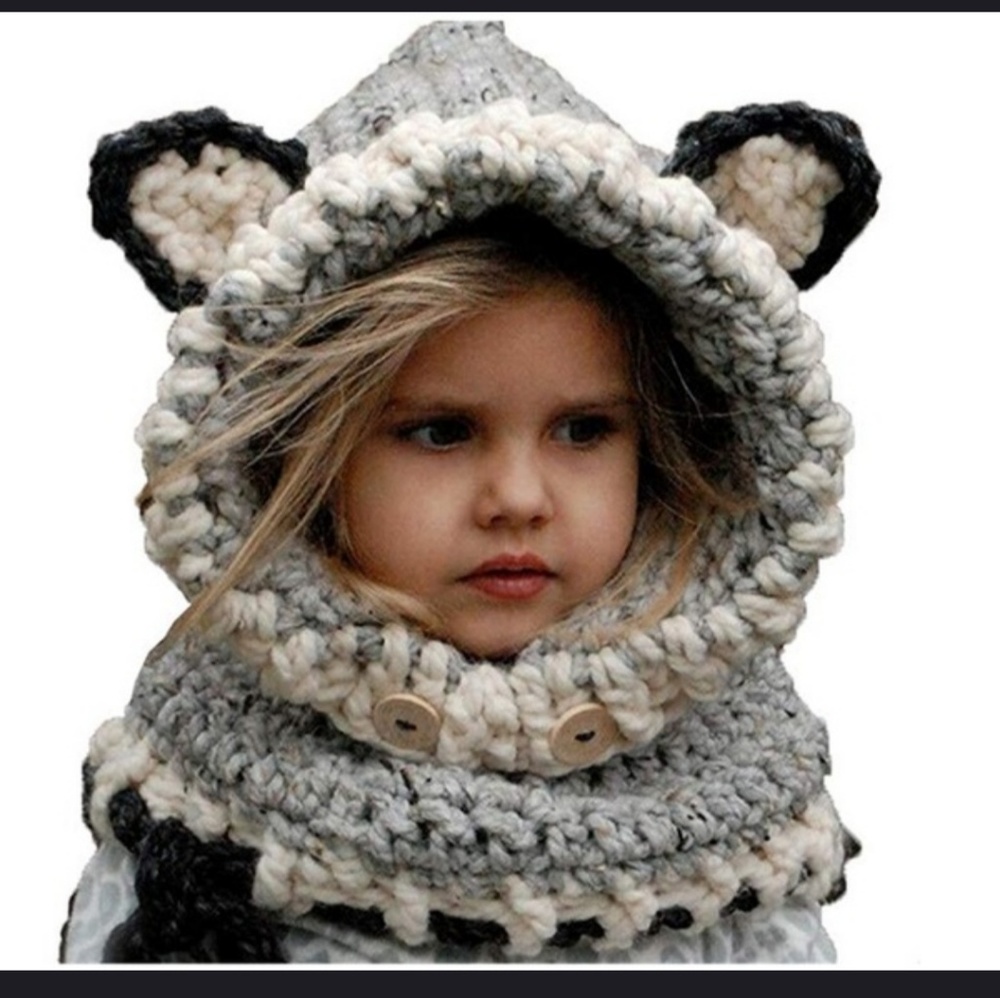 Children's crochet animal scarf hat